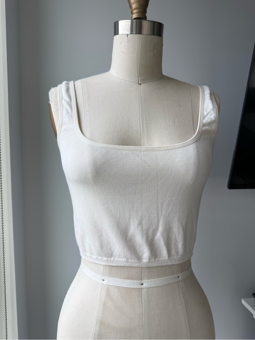 Zara Cream Square-Neck Cropped Tank